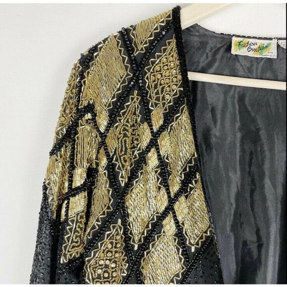 Vintage Fashion Creation Silk Black And Gold top - Picture 5 of 9